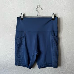 Denim blue athletic bike shorts